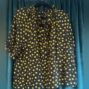 Who What Wear Black and Yellow Print Blouse